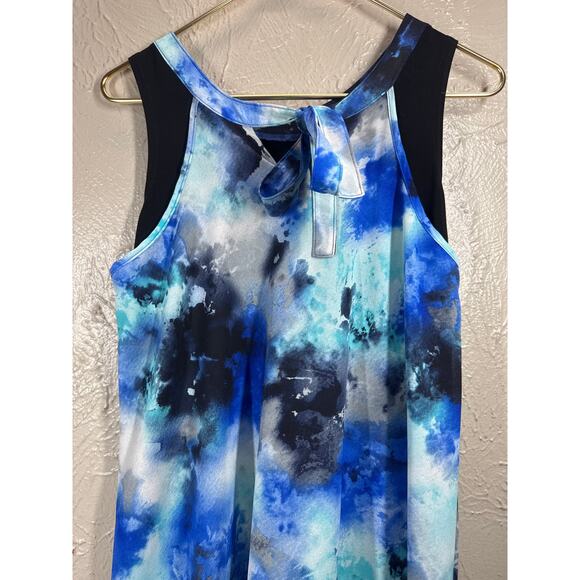 Sympli Womens Whisper Reversible Dress Front or Back Tie Blue Watercolor 4 NWT - Picture 6 of 8